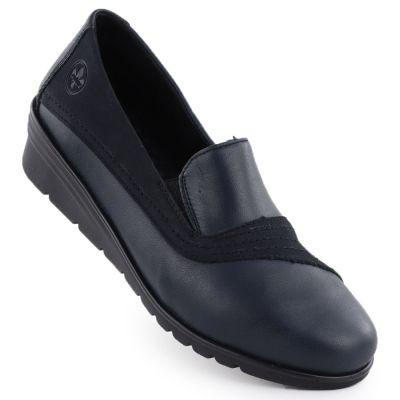 Damen-Keilschuhe aus Leder, marineblau, Rieker L5356-14