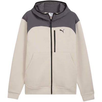 2. Puma Herren-Hoodie mit durchgehendem Reißverschluss aus Tech-Materialmix, Beige, 694490, Größe 82