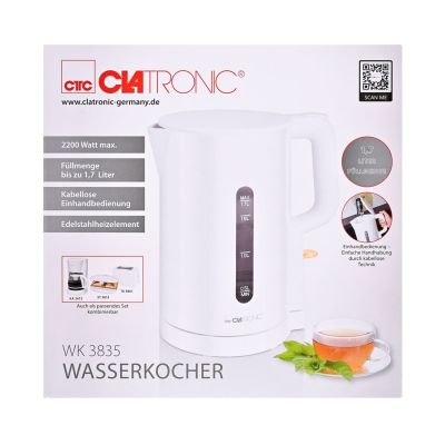 4. Elektrischer Wasserkocher 1,7 l WK 3835 CLATRONIC weiß