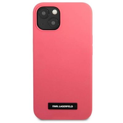 3. Karl Lagerfeld iPhone 13 Hülle mit Silikonplakette – Fuchsia
