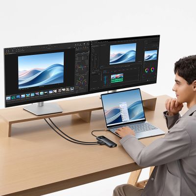 9. Baseus Metal Gleam II 10in1 HDMI USB-A USB-C RJ45 SD/TF Hub - Grau