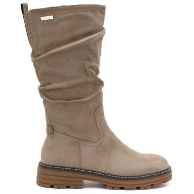 2. Warme Damenstiefel aus geknittertem Wildleder, beige, M.Daszyński SA259-3