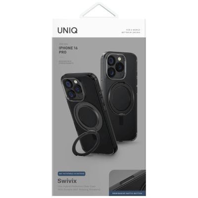 5. Uniq Swivix 360 Rotating Kickstand Case für iPhone 16 Pro - Schwarz