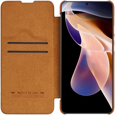 7. Nillkin Qin Case Hülle für Xiaomi Redmi Note 11 Pro+ (China) / Redmi Note 11 Pro (China) / Mi11i HyperCharge Kameraschutz Holster Cover Flip Case Braun