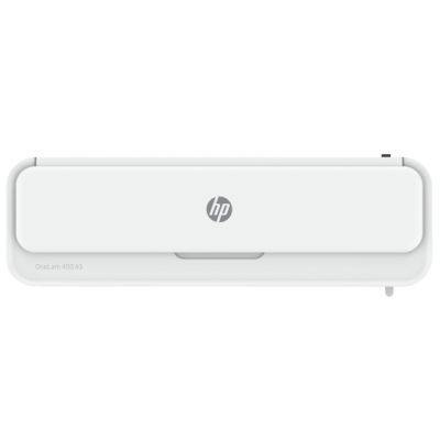 15. HP ONELAM 400 A3 Laminiergerät, Kalt-/Heißlaminierung, integrierter Trimmer, Eckenrunder, Geschwindigkeit 40 cm/min + 15 Laminierfolien: 3 x A4, 4 x A5, 4 x A6, 4 x B-Card, weiß