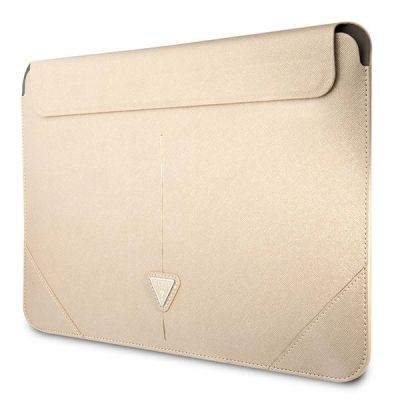 2. Guess Saffiano Triangle Logo-Hülle für einen 16-Zoll-Laptop – Beige
