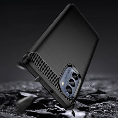 3. Carbon Case für Motorola Moto G62 5G flexible Silikon-Carbon-Hülle schwarz