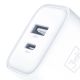 14. 3mk DualCharge 20W PD3.0 QC 3.0 PPS USB 1A1C Wandladegerät – Weiß
