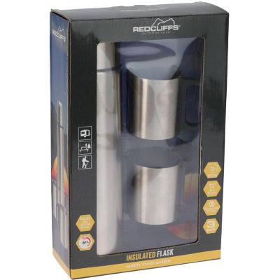 11. 1000-ml-Reisethermoskanne mit 2 Bechern, silberfarben
