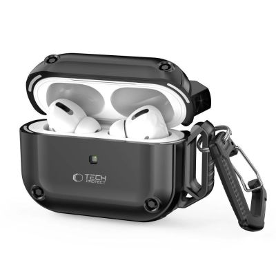 Tech-Protect Rough Hook Case mit Karabiner für Apple AirPods Pro 1/2 – Schwarz