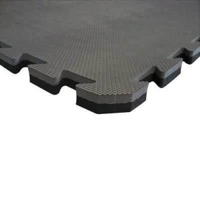 8. Gymnastikmatte mit Sicherheitszertifikat - Puzzle 1x1m - Schwarz - Grau 2 cm