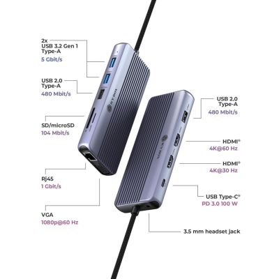 2. ICY BOX IB-DK4062-CPD Kabelgebundener USB 3.2 Gen 1 (3.1 Gen 1) Typ-C Anthrazit