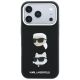 4. Karl Lagerfeld Saffiano Karl&Choupette Heads Pins Strap Logo Case für iPhone 18 Pro / 17 Pro - Schwarz