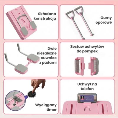 13. Extralink | Pilates-Board | rosa, Reformer für Bauchmuskel- und Liegestützübungen