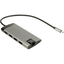 Inter-Tech GDC-802 Kabelgebundenes USB 3.2 Gen 1 (3.1 Gen 1) Typ-C-Notebook, Grau