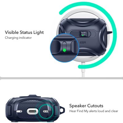 2. ESR Cyber ​​FlickLock MagSafe Hülle für AirPods Pro 3 – Marineblau