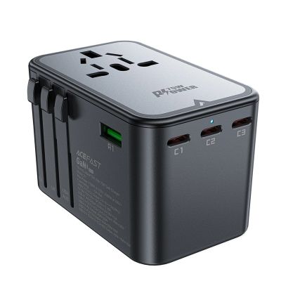 2. Acefast Z1 GaN 75W PD Reiseladeadapter 3x USB-C 2x USB-A - Schwarz