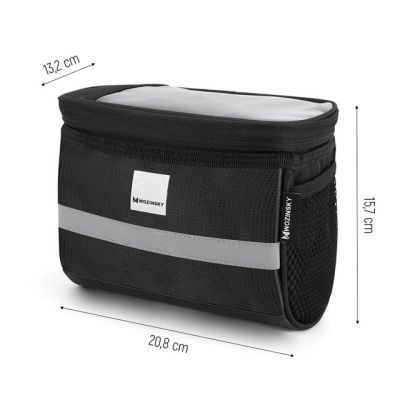 3. Wozinsky Fahrradtasche für den Lenker mit Handyhülle, 2 l, schwarz (WBB12BK)