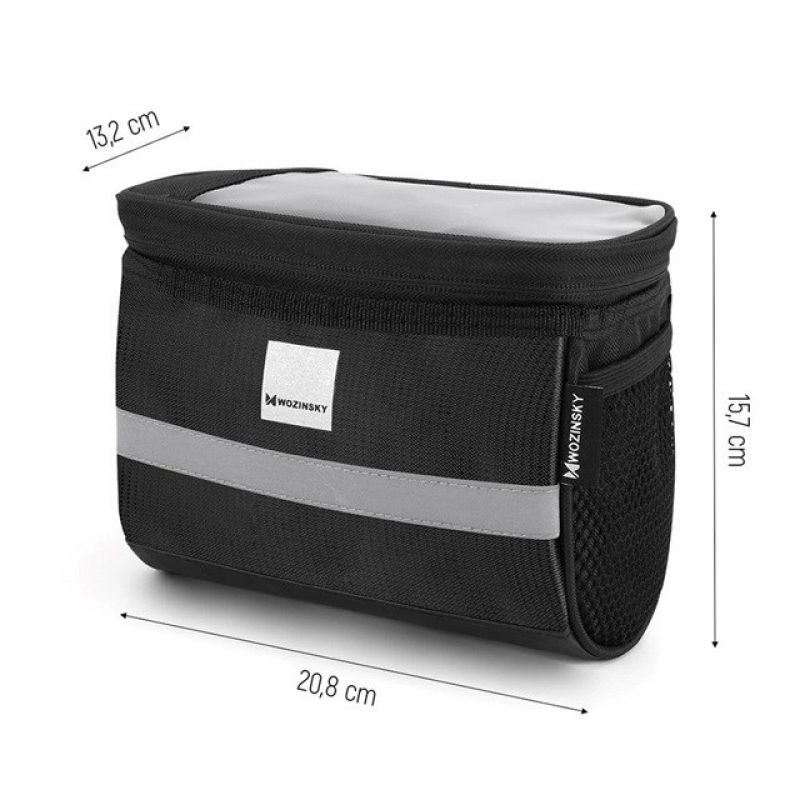 3. Wozinsky Fahrradtasche für den Lenker mit Handyhülle, 2 l, schwarz (WBB12BK)