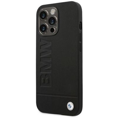 2. BMW Lederhülle mit Stempel für iPhone 14 Pro – Schwarz