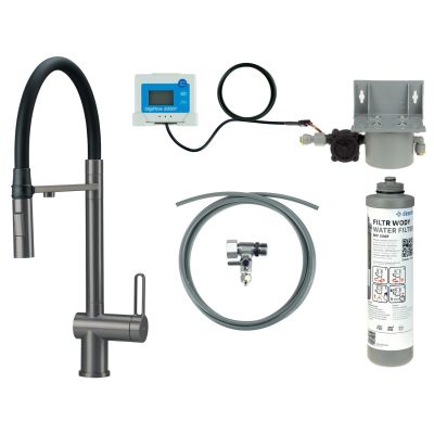 Küchenarmatur mit Wasserfilterset und flexiblem Auslauf