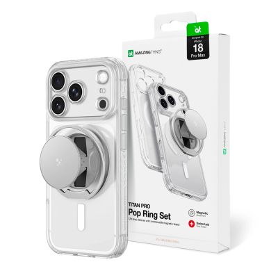 AmazingThing Titan Pro Pop Lens Case für iPhone 18 Pro Max mit Kameraabdeckung, Halterung und Ständer, MagSafe-kompatibel – Transparent