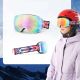 2. Rockbros SP284 Skibrille – Mattweißer Rahmen, graue Polycarbonat-Linse mit kirschrosa Spiegelglas, Kinder