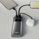9. SBS 10000 mAh PD 20 W Powerbank mit LCD-Display und integriertem USB-C-Kabel - Grau