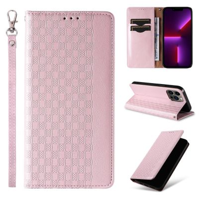 3. Magnetband-Hülle für Samsung Galaxy S23+ Flip Wallet Mini Lanyard Stand Pink