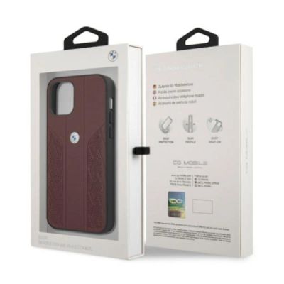 8. BMW Leather Curve Perforate Case für iPhone 12 / iPhone 12 Pro – Rot