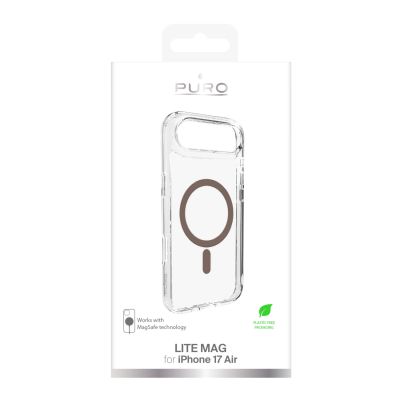 2. Puro Lite Mag TPU+PC Hülle kompatibel mit MagSafe für iPhone 17 Air - Transparent mit braunem Ring