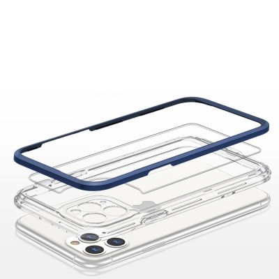 5. Klare 3-in-1-Hülle für das iPhone 11 Pro Max mit blauem Gel-Rahmen