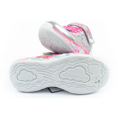 8. Skechers S Lights LED Kinderschuhe mit Klettverschluss für Mädchen, Grau