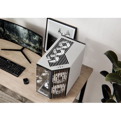 6. APNX V1 Gehäuse, Midi-Tower, ATX, gehärtetes Glas, Schwarz und Weiß