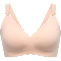 Momcozy YN46 (XL) | Nahtloser Still-BH mit Blumenmuster und Push-up-Effekt | Beige mit Blumenmuster