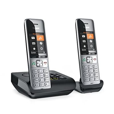 21. Gigaset COMFORT 500A Duo-Telefon (Analog/DECT) mit Anrufernamen und --ID, Schwarz/Silber