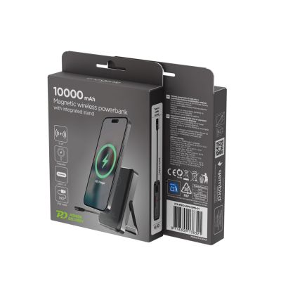 6. GEMBIRD Kabellose magnetische Powerbank 15W mit integriertem Ständer 10000 mAh, Schwarz