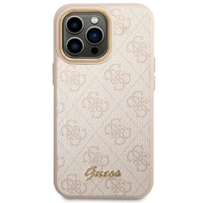 3. Guess 4G Vintage Gold Logo Hülle für iPhone 14 Pro – Rosa