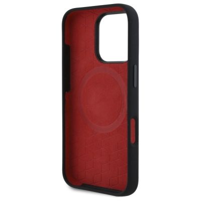 7. BMW Silikonhülle mit zufälligen Linien und MagSafe-Design für iPhone 16 Pro Max – Schwarz