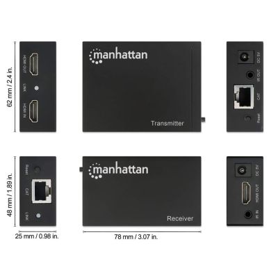 8. Manhattan 207461 AV Extender AV-Sender und -Empfänger, Schwarz