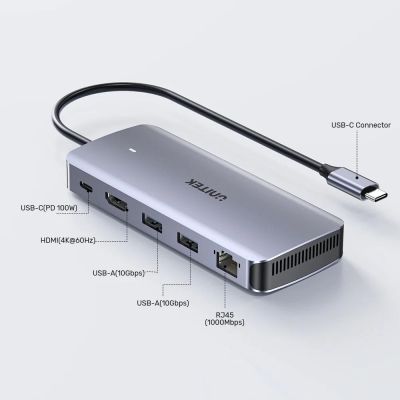4. UNITEK ACTIVE HUB USB-C 10 Gbit/s, M.2, HDMI, PD 100 W