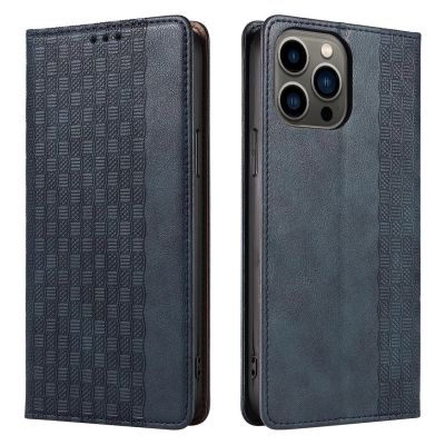 7. Magnetband-Hülle für iPhone 14 Plus Flip Wallet Mini Lanyard Stand Blau