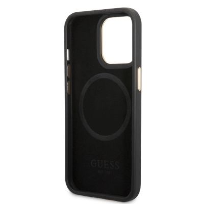 7. Guess GUHMP13LSAPSTK iPhone 13 Pro / 13 6.1" schwarz/schwarz Hardcase Peony Logo Plate MagSafe