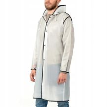 Perletti Herren-Trenchcoat, weißer Regenmantel mit Kapuze, Größe S