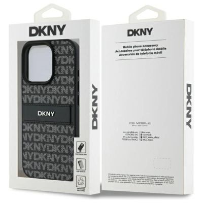 8. DKNY Texture Pattern Tonal Stripe Hülle für iPhone 16 Pro Max – Schwarz