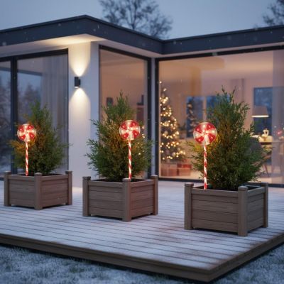 12. LED-Gartendekoration Zucker-Lollis, 3er-Set, warmweiß