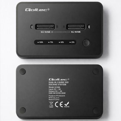 11. Qoltec M.2 NVMe SSD-Dockingstation | PCIe | USB-C | 20 Gbit/s | Dual 2 x 8 TB | Offline-Klonen
