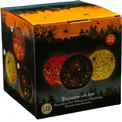 11. Dekorative Kugellampe mit Spinnen-LED, 15 cm, Halloween-Orange
