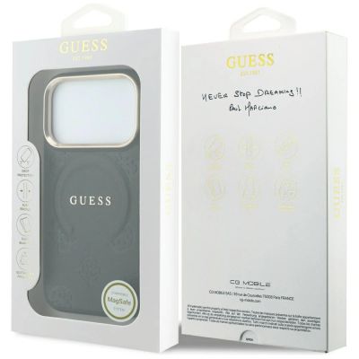 8. Guess Saffiano Peony & Ring MagSafe Hülle für iPhone 17 Pro Max / 18 Pro Max - Schwarz