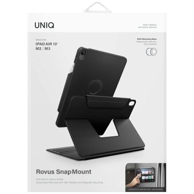 10. Uniq Rovus Snapmount Magnetic 360 Rotating Abnehmbare Hülle für iPad Air 13" 2024 / 2025 - Schwarz